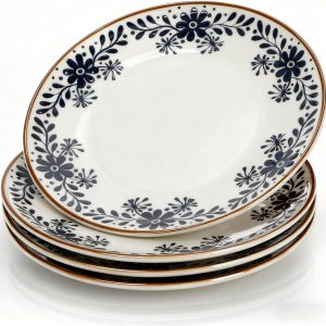 Blue Floral Ceramic Dinner Plates for Elegant Everyday Dining
